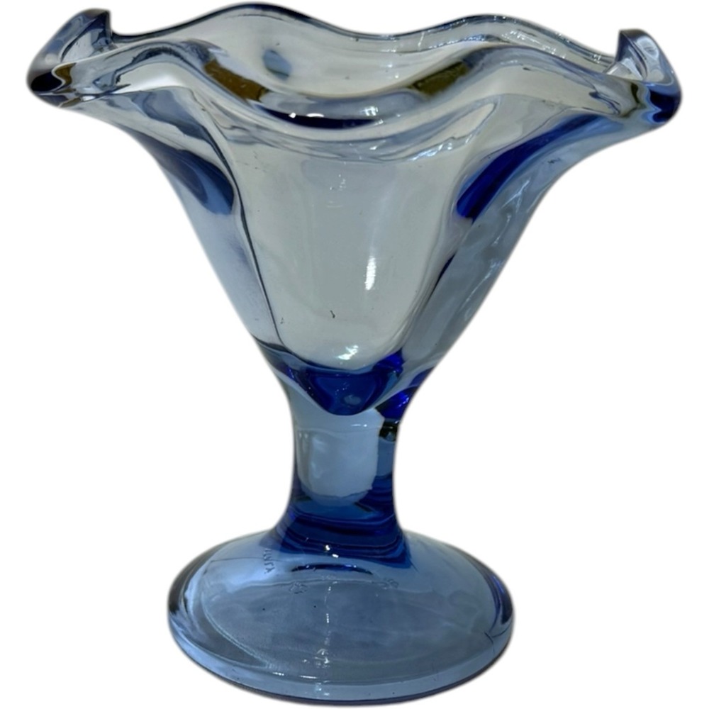 Vintage Bormioli Rocco Fidenza Primavera Sapphire Blue Glass Dessert Bowl Italy